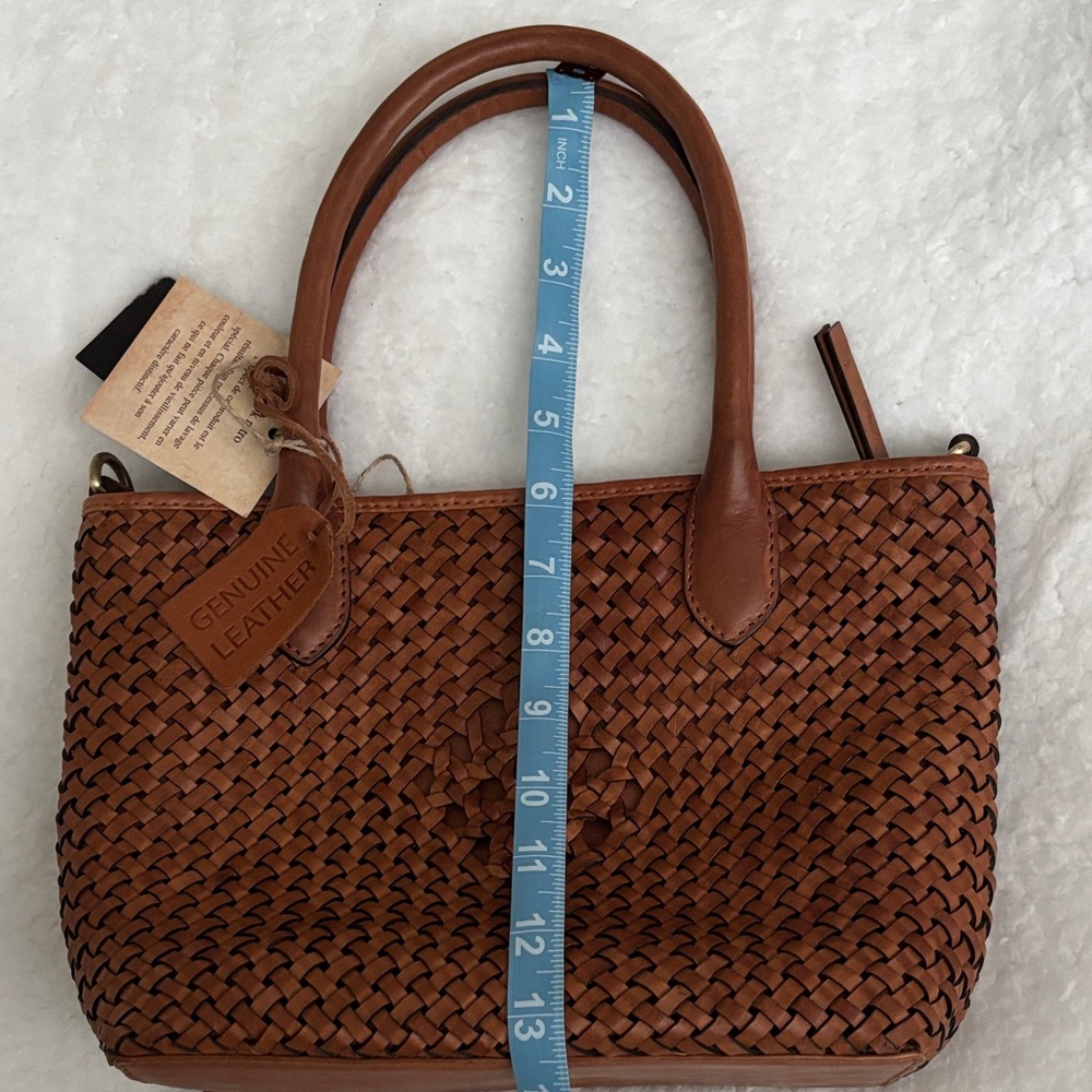 *CLEARANCE* Chic Brown Woven Leather Crossbody Bag Set - Picture 5 of 6